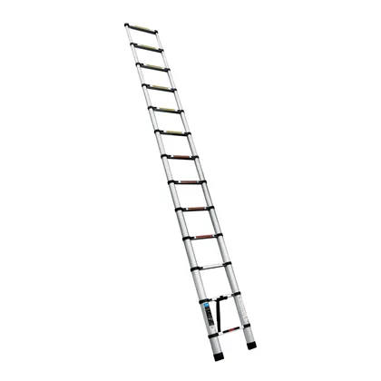 Escalera telescópica,13 peldaños, tipo II, capacidad 102kg