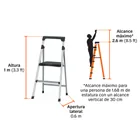 Escalerilla tubular plegable, 2 peldaños, aluminio, TRUPER 5