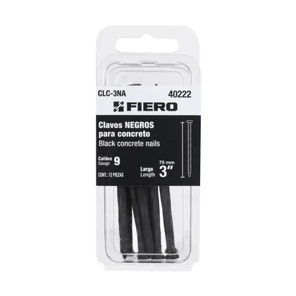 Blíster con 12 clavos negros para concreto 3', FIERO
