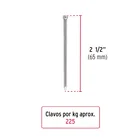 Bolsa con 1 kg de clavo estándar 2-1/2' sin cabeza, FIERO 2