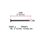 100 pijas #8 x 2'cabeza plana phillips multiusos cuerda fina 3