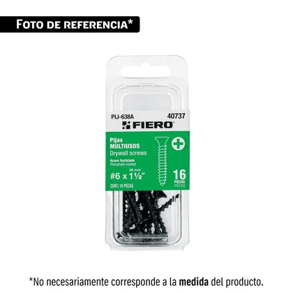 Blíster 8 pijas #8 x 2-1/2' cabeza plana phillips multiusos