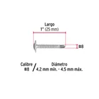100 pijas #8 x 1' cabeza cruz K-LATH punta broca, FIERO 4