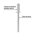 Bolsa con 50 remaches 3/16' x 1/8' de aluminio, ala 3/8' 2