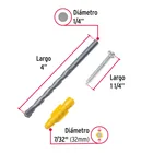 Kit de 20 taquetes 7/32' con pijas #8 y 1 broca 1/4', FIERO 3