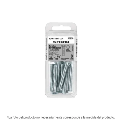 Blíster 4 tornillos máquina 3/8x2' hexagonal,galvanizado