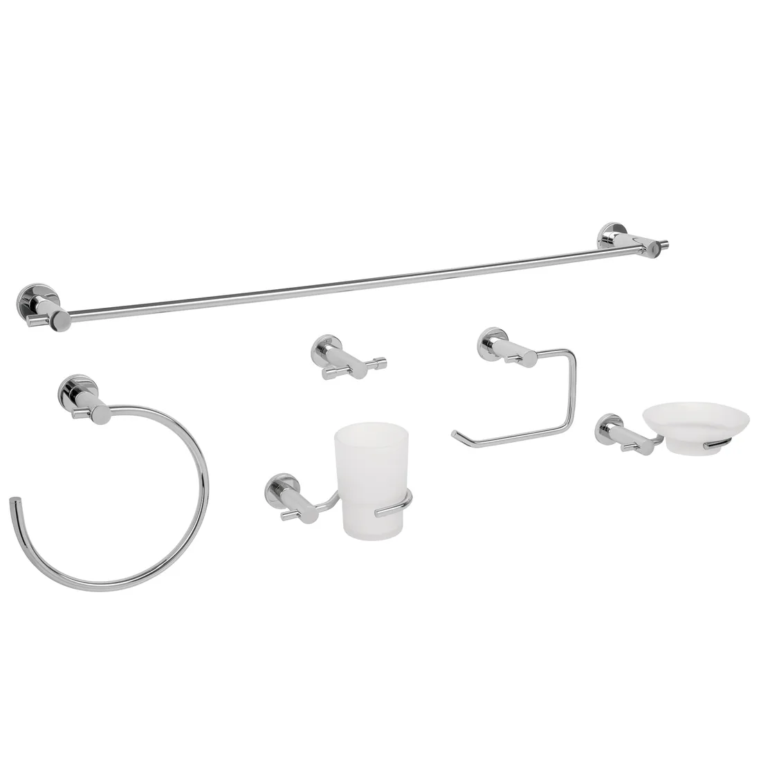 Juego de 6 accesorios para baño acabado cromo, FOSET ELEMENT