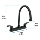 Mezcladora fregadero 8' negro, cuello largo, palanca, AQUA 3