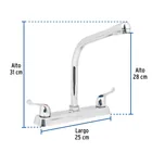 Mezcladora 8' fregadero cromo, cuello cobra, palanca, BASIC 3