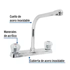 Mezcladora 8' fregadero cromo, cuello cobra, acrílico, BASIC 2