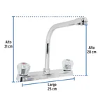 Mezcladora 8' fregadero cromo, cuello cobra, acrílico, BASIC 3