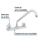 Mezcladora 8' fregadero cromo, cuello largo, acrílico, BASIC 2