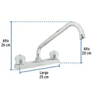 Mezcladora 8' fregadero cromo, cuello largo, acrílico, BASIC 3