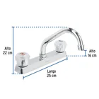 Mezcladora 8' fregadero cromo, cuello corto, acrílico, BASIC 3