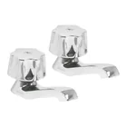 Juego 2 llaves individuales para lavabo, manerales metálicos 1