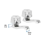 Juego 2 llaves individuales para lavabo, manerales metálicos 3