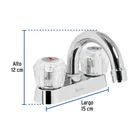 Mezcladora 4' para lavabo, cuello curvo, manerales acrílico 4