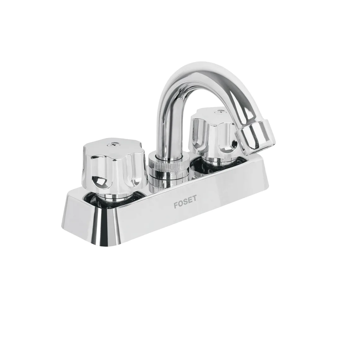 Mezcladora 4' lavabo, ABS, cuello curvo, hexagonal, BASIC