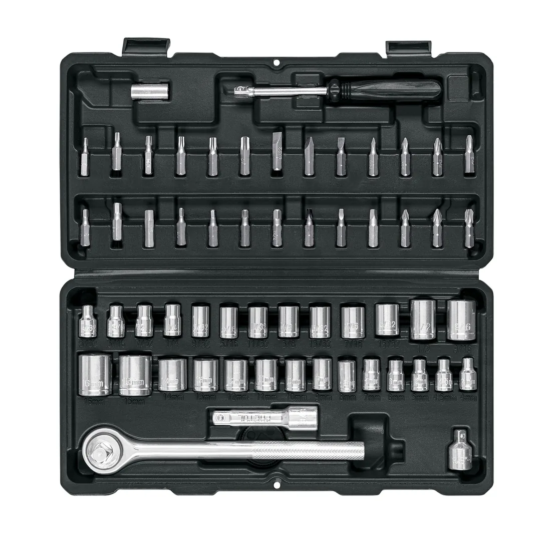 Juego de 60 herramientas 1/4' y 3/8' para mecánico, PRETUL