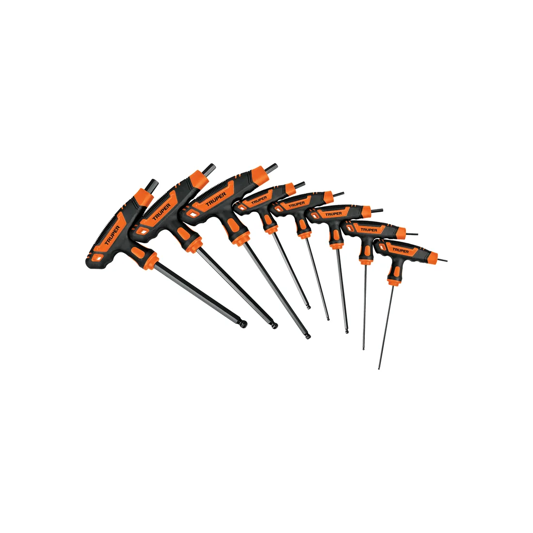 Juego 8 llaves hexagonales mm extralargas mango T,punta bola
