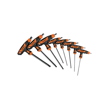 Juego 8 llaves hexagonales mm extralargas mango T,punta bola
