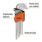Juego de 10 llaves hexagonales std largas, punta de bola 2