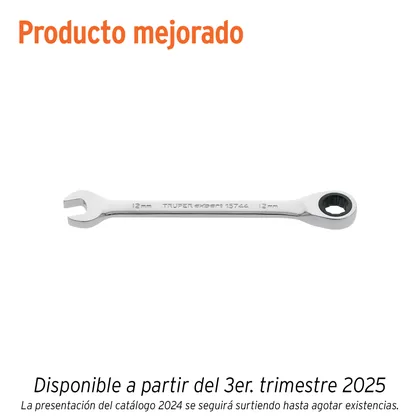 Llave combinada con matraca 12 mm x 166 mm largo, EXPERT