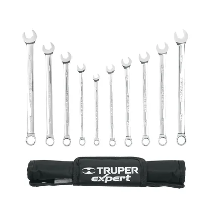 Jgo 10 llaves combinadas extralargas pulidas std y mm,EXPERT