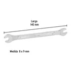 Llave española 8 x 9 mm x 140 mm de largo, PRETUL 3