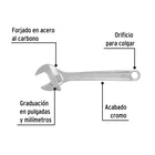 Llave ajustable (perico) 10' cromada, PRETUL 2