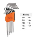 Juego de 9 llaves torx largas con organizador abatible 3