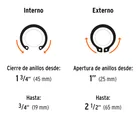 Pinza para anillos de retención 6' 4 cabezas intercambiables 7