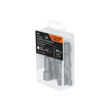 Estuche con 5 dados magnéticos de 3/8' largo 2-1/2', EXPERT