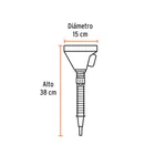Embudo plástico 500 ml, cuello flexible con filtro, TRUPER 3