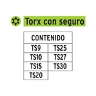 Juego de 7 puntas torx combinadas c/seguro largo 1', EXPERT 3