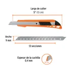 Cutter 9 mm reforzado de plástico con alma metálica, TRUPER 2