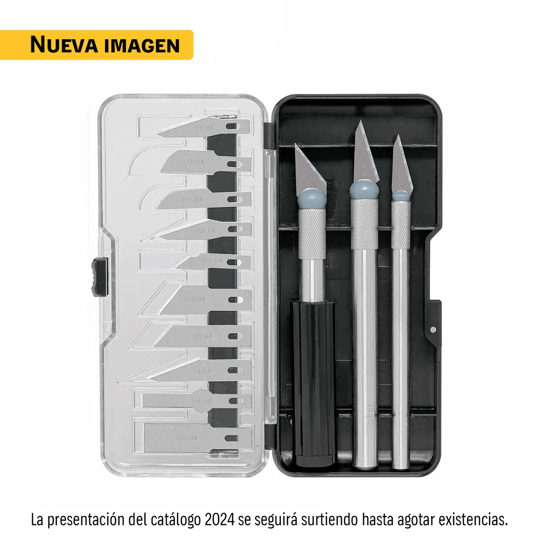 Juego de exactos con 13 cuchillas en estuche, PRETUL