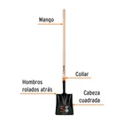 Pala cuadrada T-2000, mango largo 45', TRUPER 2