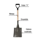 Pala cuadrada, puño 'Y', mango 28', PRETUL 2