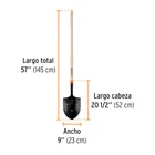 Pala irrigación T-2000 3 perforaciones mango largo 45' 3