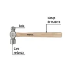 Martillo pulido de bola 24 oz mango madera, PRETUL 2