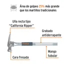 Martillo tubular 16 oz uña California Ripper, cara fresada 2