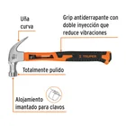 Martillo 16 oz uña curva, mango fibra de vidrio, TRUPER 2