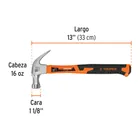 Martillo 16 oz uña curva, mango fibra de vidrio, TRUPER 3