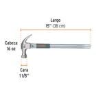 Martillo tubular pulido 16 oz uña curva, TRUPER 3