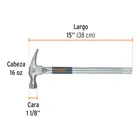 Martillo tubular pulido 16 oz uña recta, TRUPER 3