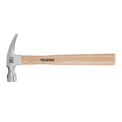 Martillo pulido, 20 oz, uña recta, mango madera, TRUPER