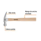 Martillo pulido, 20 oz, uña recta, mango madera, TRUPER 2