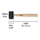 Mazo de hule, 16 oz, PRETUL 3