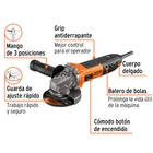 Esmeriladora angular 4-1/2', 750W, TRUPER ERGO PRO 4